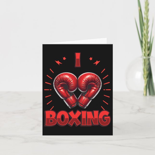 I Love Boxing Red Boxing Gloves Heartshape Love Bo Card (Front)