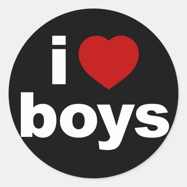 I Love Boys Black Sticker (Front)