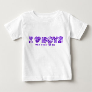 "I Love Boys" Infant Tee in Wht Tee /Purple