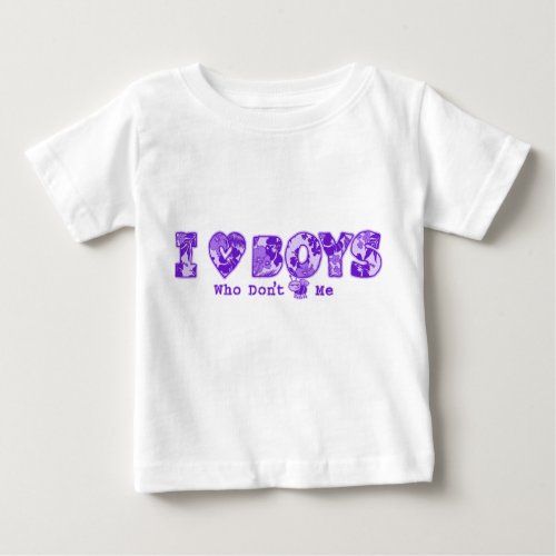 I Love Boys Infant Tee in Wht Tee Purple