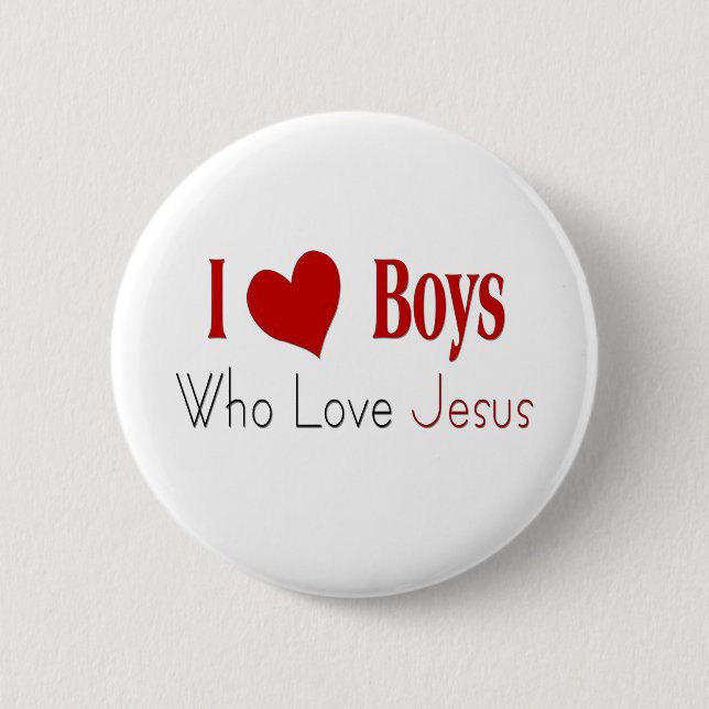 I Love Boys Pinback Button (Front)