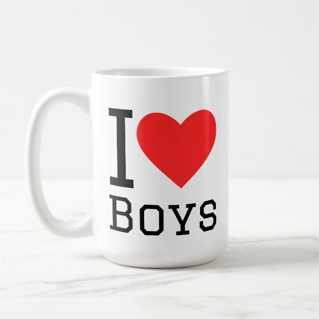 I love boys square sticker coffee mug (Left)
