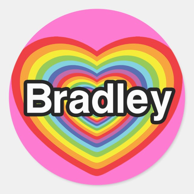 I love Bradley: rainbow heart Classic Round Sticker (Front)