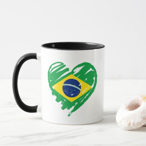 I Love Brazil _ Brazilian Flag Heart Mug