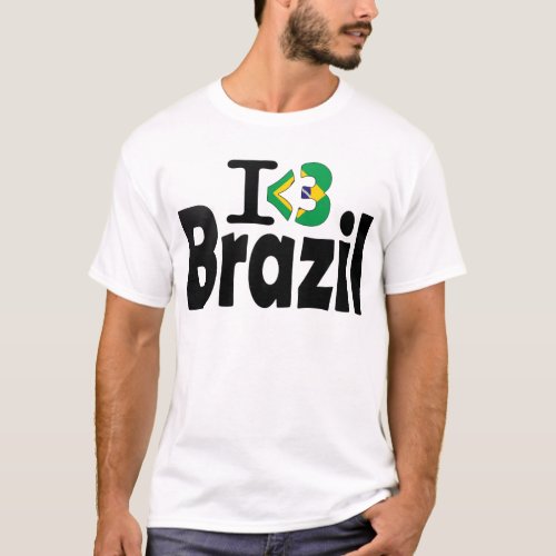 I Love Brazil Flag T_shirt