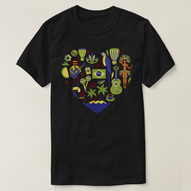 I Love Brazil iconic traditional Souvenir Gift Bra T-Shirt (Design Front)