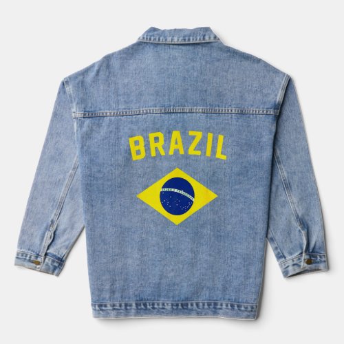 I Love Brazil Minimalist Brazilian Flag  1  Denim Jacket