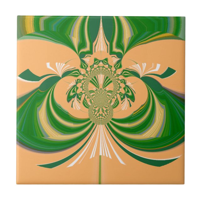 I love Brazil Yellow Green Design. Ceramic Tile (Front)
