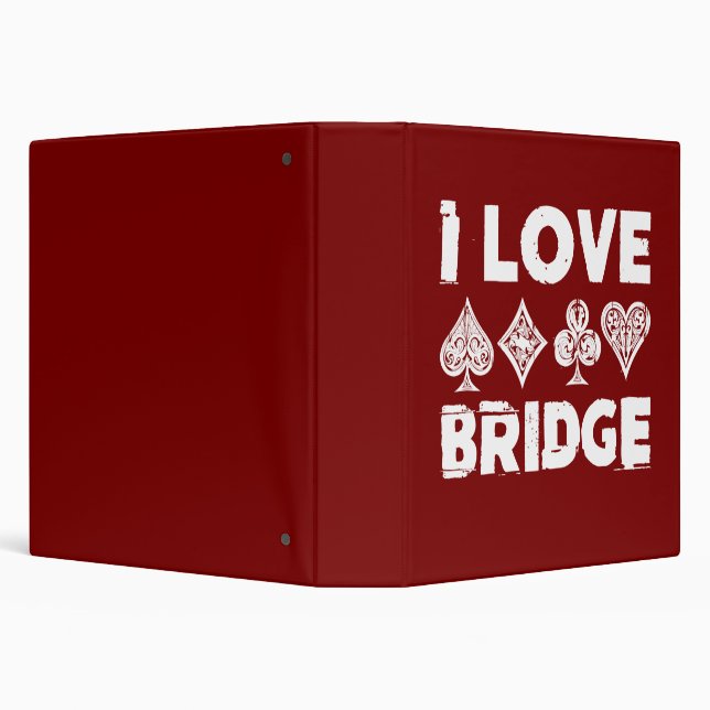 I Love Bridge Card Game Player 3 Ring Binder (Background)