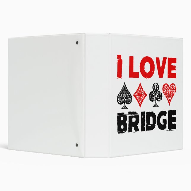 I Love Bridge Card Game Player Enthusiast 3 Ring Binder (Background)