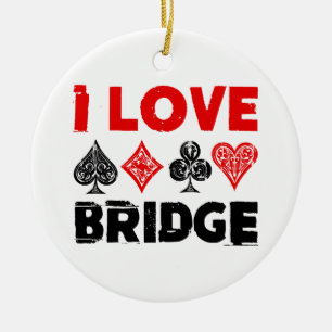 I Love Bridge Card Game Player Enthusiast Ceramic Ornament