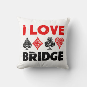 I Love Bridge Card Game Player Enthusiast Throw Pillow