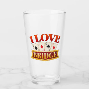 I Love Bridge Card Game Player Glass