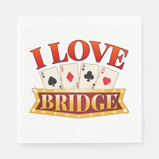 I Love Bridge Card Game Player Napkins (Front)