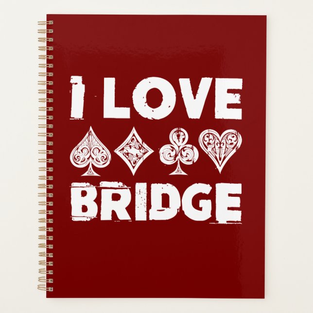 I Love Bridge Card Game Player Planner (Front)