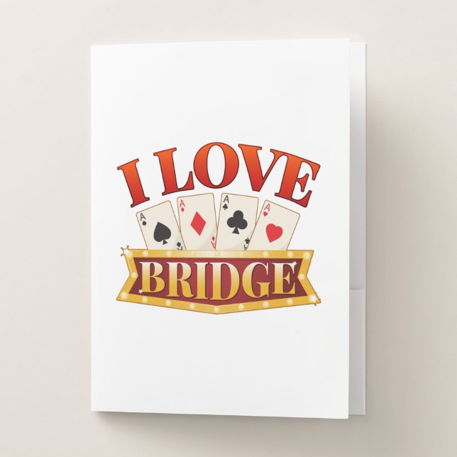 I Love Bridge Card Game Player Pocket Folder (Front)