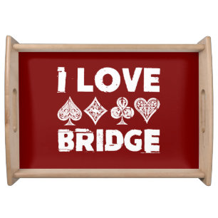I Love Bridge Card Game Player Serving Tray