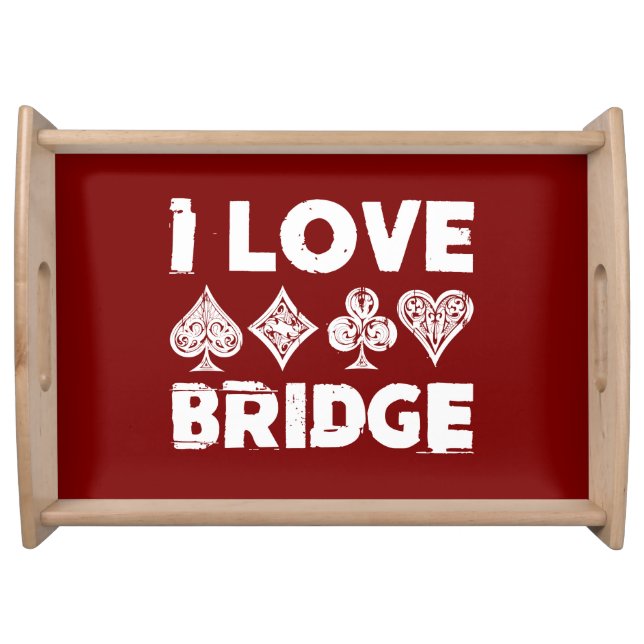 I Love Bridge Card Game Player Serving Tray (Front)