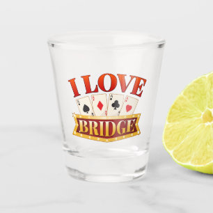 I Love Bridge Card Game Player Shot Glass