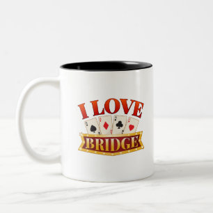 I Love Bridge Card Game Player Two-Tone Coffee Mug