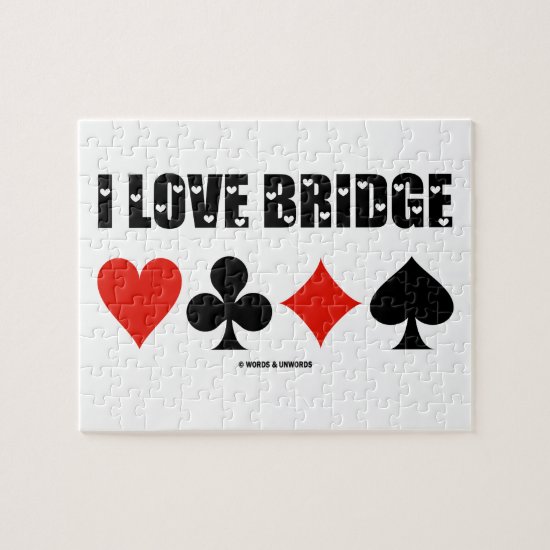 I Love Bridge Card Suits Bridge Attitude Jigsaw Puzzle