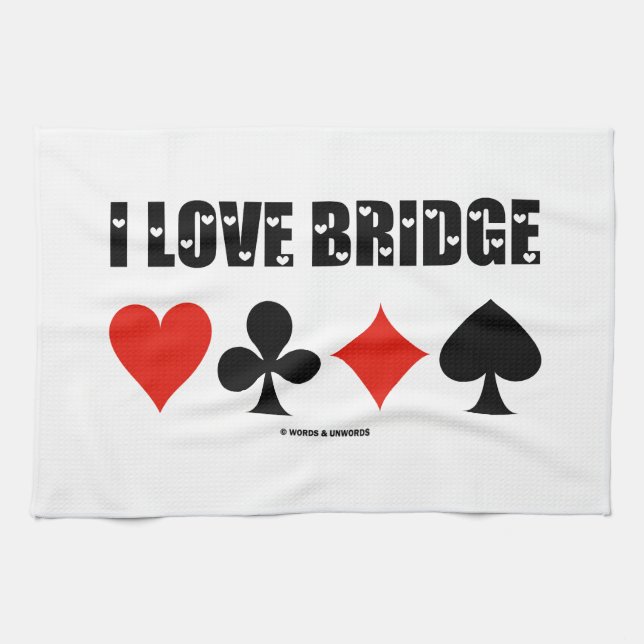 I Love Bridge Card Suits Bridge Attitude Kitchen Towel (Horizontal)