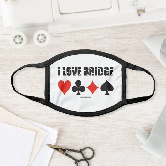 I Love Bridge Four Card Suits Bridge Game Attitude Face Mask (Insitu)