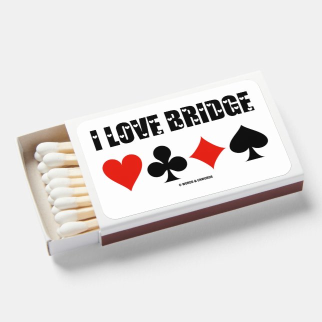 I Love Bridge Four Card Suits Bridge Game Attitude Matchboxes (Front Open)