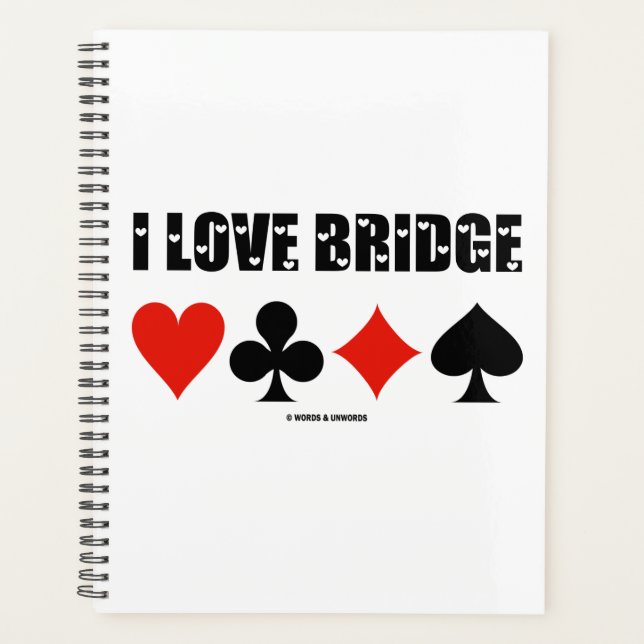 I Love Bridge Four Card Suits Bridge Game Attitude Planner (Front)