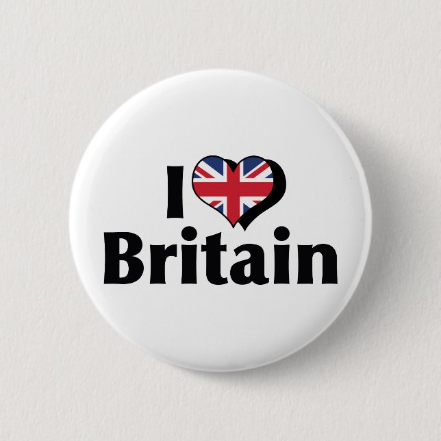 I Love Britain Flag Pinback Button (Front)