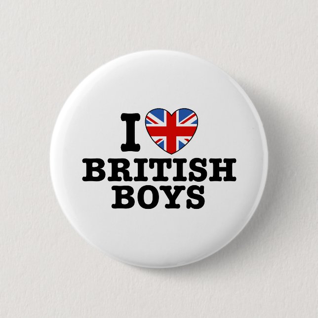 I Love British Boys Pinback Button (Front)