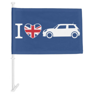 I love British Mini Coopers Car Flag - Blue - F56