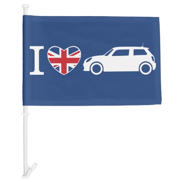 I love British Mini Coopers Car Flag - Blue - F56 (Front)