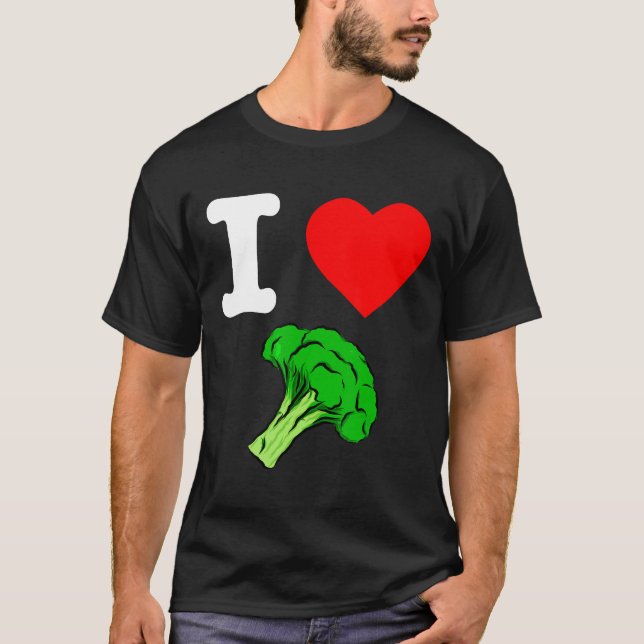 I Love Broccoli I Heart Vegetables Organic Vegan L T-Shirt (Front)