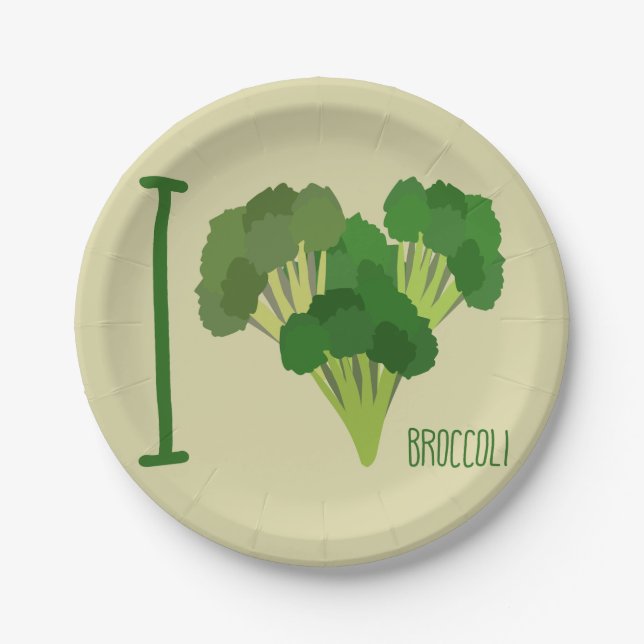 I Love Broccoli Paper Plates (Front)