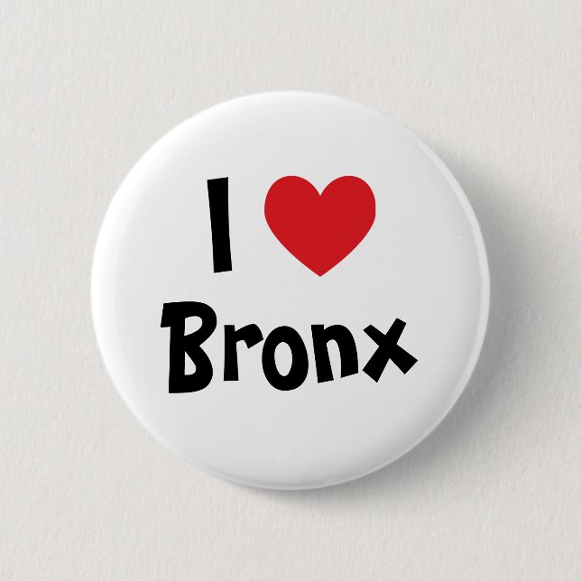 I Love Bronx Red Heart Pinback Button (Front)