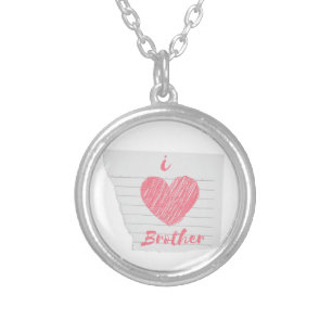 i love brother silver plated necklace