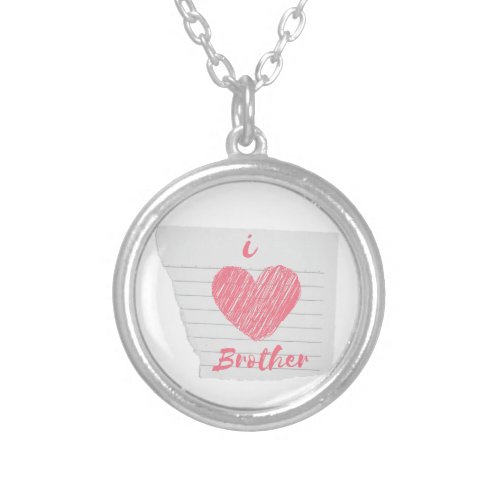 i love brother silver plated necklace