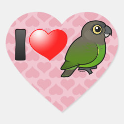 I Love Brown-headed Parrots Heart Sticker