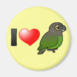 I Love Brown-headed Parrots Round Magnet