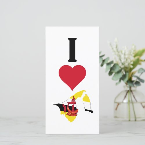 I Love Brunei Vertical I Heart Country Flag Map Card