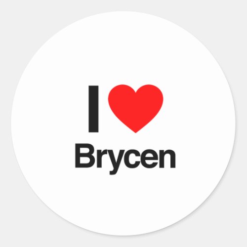 i love brycen classic round sticker