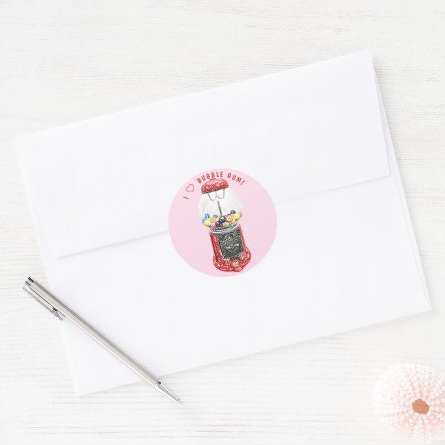 I Love Bubble Gum  Classic Round Sticker (Envelope)