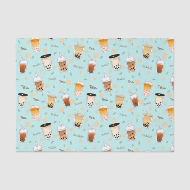 I love bubble tea blue tissue paper (Front)