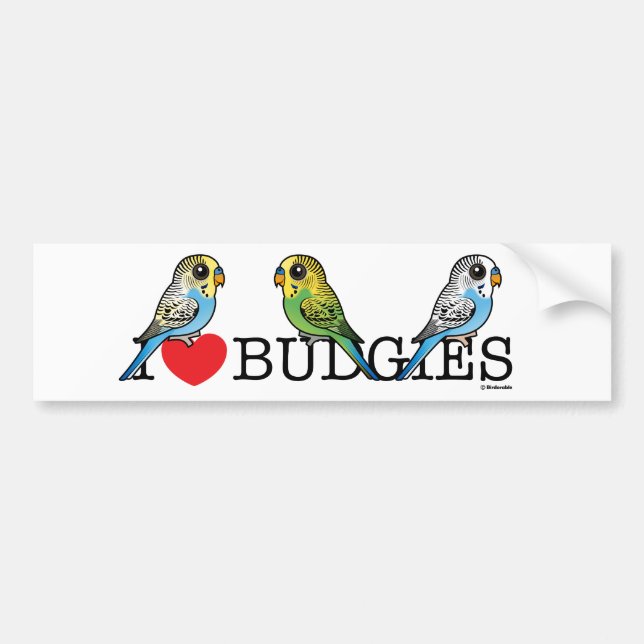 I Love Budgies Bumper Sticker (Front)