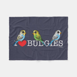 I Love Budgies Fleece Blanket, 30