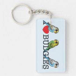 I Love Budgies Rectangle Keychain (double-sided)