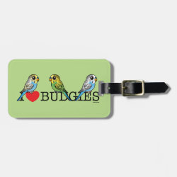I Love Budgies Small Luggage Tag with leather strap