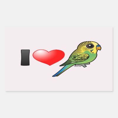 I Love Budgies Rectangular Sticker