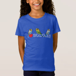 I Love Budgies Girls' Fine Jersey T-Shirt